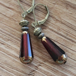 Rote Ohrringe, baumeln Ohrringe, Tropfen Ohrringe, Tschechische Glasohrringe, Rot Schmuck, Teardrop Ohrringe, Geschenk für Frauen Bild 5