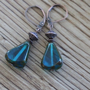 Boucles d'oreilles bleues, Boucles d'oreilles en verre tchèque, Pendants, Boucles d'oreilles en forme de larme, Cadeau d'anniversaire, Pour femme, Cadeau pour elle, Idées cadeaux image 10