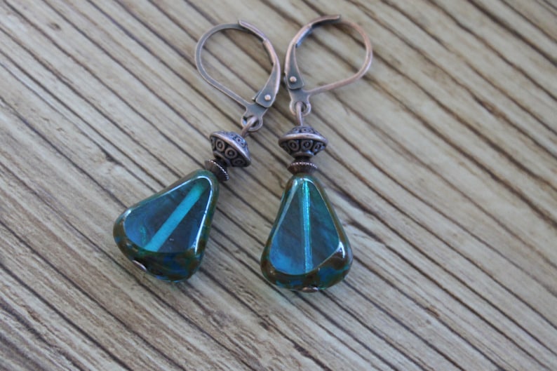 Blue Earrings, Czech Glass Earrings, Dangle Drop, Teardrop Earrings, Birthday Gift, For women, Gift For Her, Gift Ideas image 10