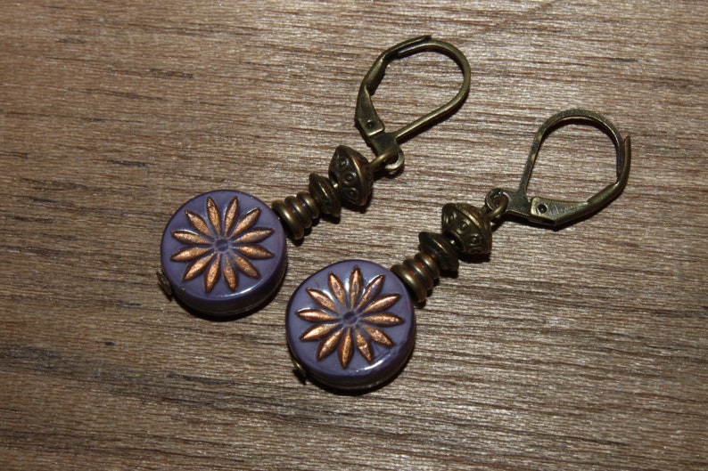 Purple Earrings Czech Glass Earrings Dangle drop Earrings Birthday Gifts For Her Gift for women image 7