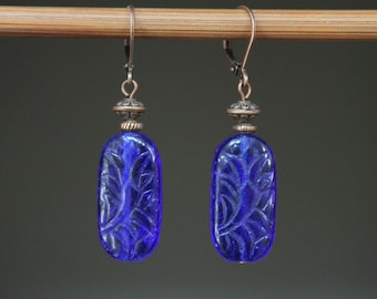 Blue Earrings Czech Glass Earrings Dangle Earrings Drop earrings Blue Jewelry Gift for women