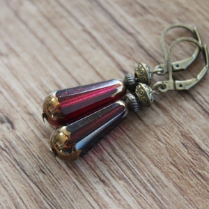 Rote Ohrringe, baumeln Ohrringe, Tropfen Ohrringe, Tschechische Glasohrringe, Rot Schmuck, Teardrop Ohrringe, Geschenk für Frauen Bild 7