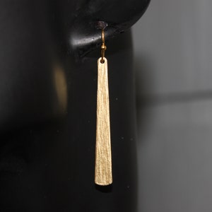 Gold Brass Earrings, Long, Dangle and Drop Earrings, Bar Earrings, Stick Earrings, Hammered Earrings, Lightweight Earrings, Brass jewelry image 6