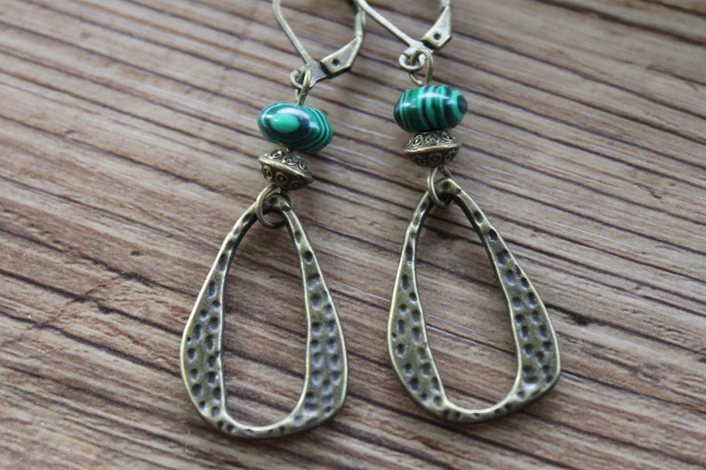 Green Brass Earrings Dangle Boho Earrings Boho Jewelry Gifts for women Earrings Gift for her Gifts image 7