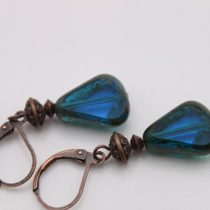 Boucles d'oreilles bleues, Boucles d'oreilles en verre tchèque, Pendants, Boucles d'oreilles en forme de larme, Cadeau d'anniversaire, Pour femme, Cadeau pour elle, Idées cadeaux image 8