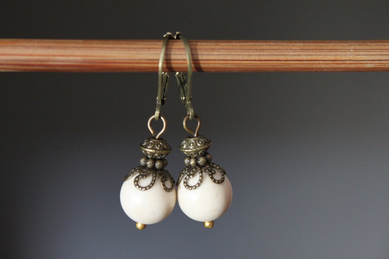 Ivory Earrings Dangle Earrings Drop Earrings Birthday Gift for women Gift for her image 6