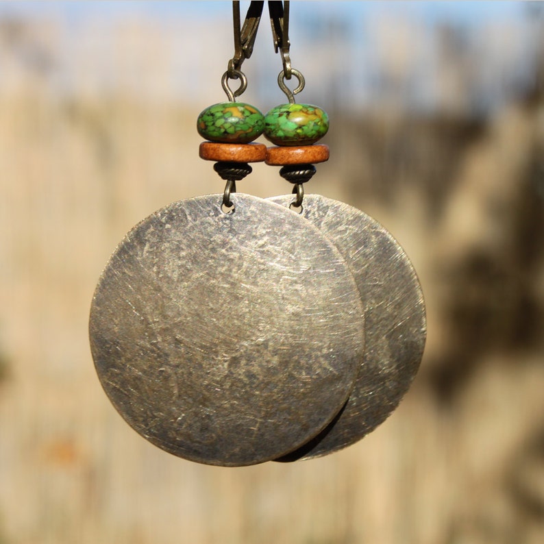 Green Boho Earrings Brass Earrings Dangle Earrings Drop Boho Etsy