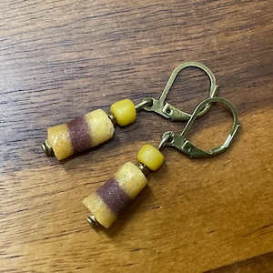 Brown & Yellow Earrings - Boho Earrings - Dangle Earrings - Glass Earrings - Rustic Earrings - Ethnic Earrings - Unique Earrings