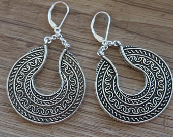 Pendientes de plata antiguos, pendientes boho colgantes, joyas boho, pendientes boho, pendientes de declaración