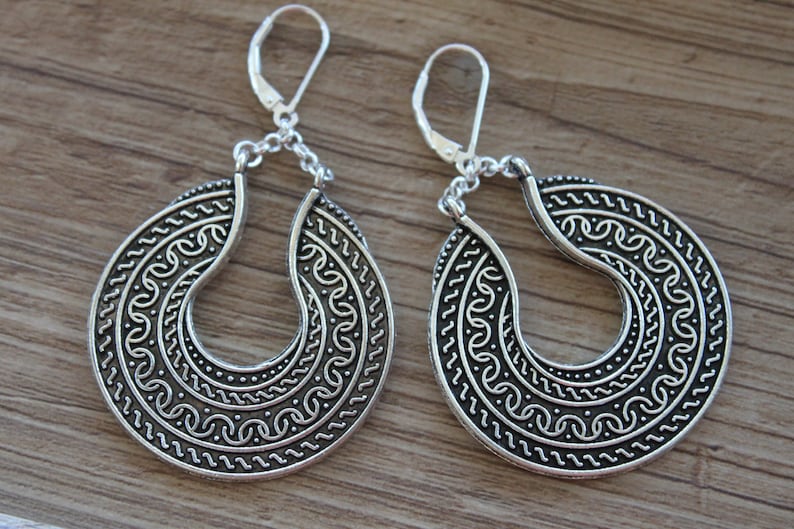 Antique Silver Earrings, Dangle Boho earrings, Boho Jewelry, Bohemian Earrings, Statement Earrings image 1