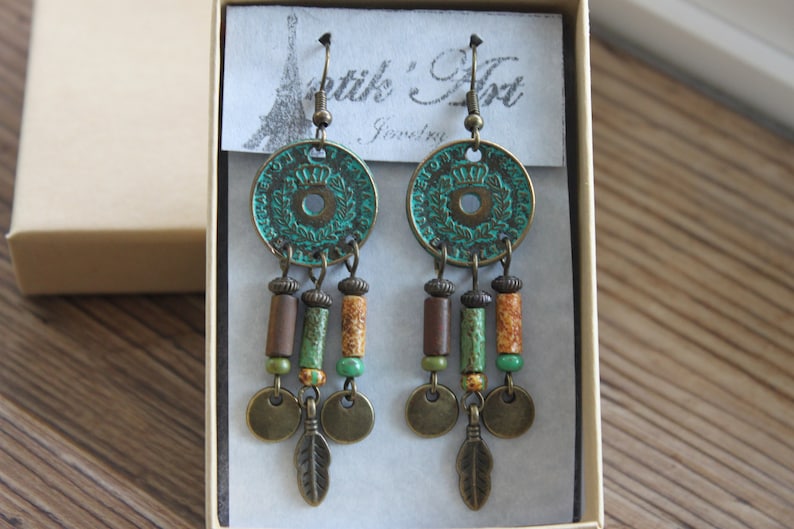 Turquoise Boho Earrings Dangle Earrings Boho jewelry Chandelier Drop Earrings Gypsy Ethnic Earrings Gift for women image 10
