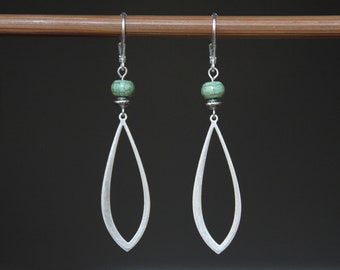 Green Turquoise Silver Earrings Dangle Earrings Drop Earrings Teardrop Earrings Gift for Women Gift for her
