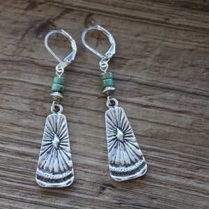 Silver Genuine Turquoise Earrings Dangle Earrings Boho - Etsy