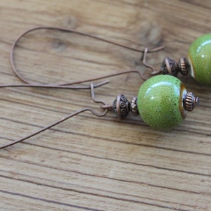 Green Earrings Ceramic Earrings Dangle Drop Earrings Earthy Earrings Rustic earrings Gift for women Gift for her image 9