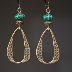 Green Brass Earrings Dangle Boho Earrings Boho Jewelry Gifts for women Earrings Gift for her Gifts image 1