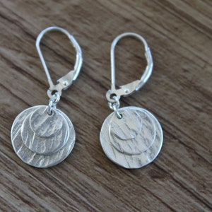 Small Sterling Silver Earrings / Dangle Earrings / Minimalist Earrings / Dainty Earrings / Hammered Earrings / Sterling Lever Back / Gifts image 1