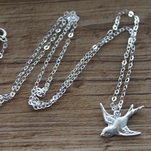 Sterling Silver Bird Pendant Necklace Minimalist Bird Necklace Bird Lover Gift Dainty Necklace Gift for women