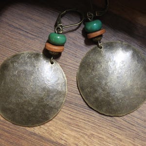 Green Boho Earrings, Brass Earrings, Dangle Earrings, Drop Earrings, Boho jewelry, Bohemian Earrings, Bohemian Jewelry, Statement Earrings