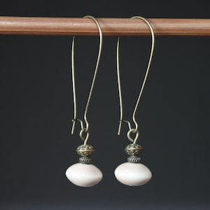 Ivory Earrings Dangle Drop Ceramic Earrings Rustic Earrings Rustic jewelry Gift for women