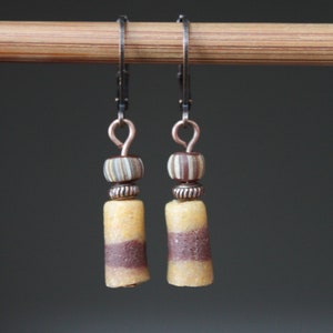 Brown Earrings Boho Earrings Dangle Earrings Glass Earrings Rustic Earrings Ethnic Earrings African Earrings Unique Earrings image 8