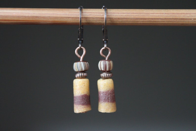 Brown Earrings Boho Earrings Dangle Earrings Glass Earrings Rustic Earrings Ethnic Earrings African Earrings Unique Earrings image 8