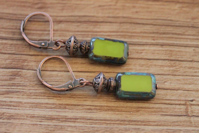 Green Earrings Dangle Drop earrings SMALL EARRINGS Czech Glass earrings Gift for women Gift for her Gifts image 6