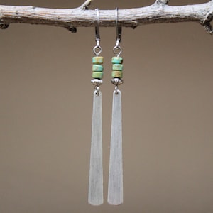 Pendientes colgantes bohemios de plata, pendientes de turquesa, pendientes colgantes, pendientes largos, pendientes ligeros