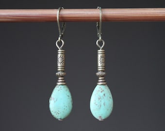 Turquoise Earrings Boho Earrings Dangle Drop Earrings Teardrop Earrings Boho jewelry Bohemian Earrings Gift For women