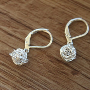 Sterling Silver Wire Ball Earrings, Dangle Earrings, Ball Earrings, Tangled Wire Earrings, Modern Earrings, Modern JewelryJewelry