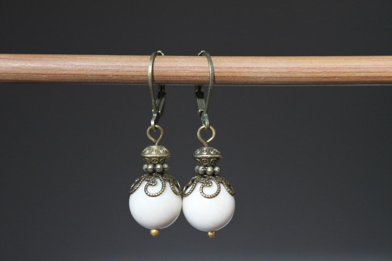 Ivory Earrings Dangle Earrings Drop Earrings Birthday Gift for women Gift for her image 1