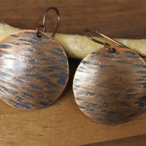 Oxidized Textured Copper Earrings, Dangle Boho Earrings, Bohemian Earrings, Boho Jewelry, 7th Anniversary, Gift for Women, Copper jewelry