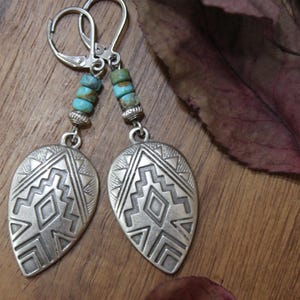 Turquoise Silver Earrings, Dangle Earrings, Boho Earrings, Boho Jewelry, Bohemian Earrings, Southwest Earrings, Western Jewelry image 7