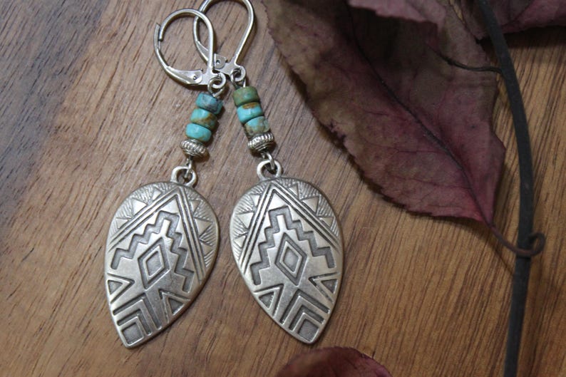 Turquoise Silver Earrings, Dangle Earrings, Boho Earrings, Boho Jewelry, Bohemian Earrings, Southwest Earrings, Western Jewelry image 7