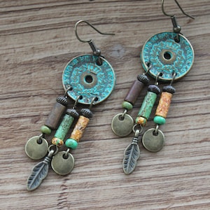 Turquoise Boho Earrings Dangle Earrings Boho jewelry Chandelier Drop Earrings Gypsy Ethnic Earrings Gift for women image 5