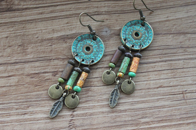 Turquoise Boho Earrings Dangle Earrings Boho jewelry Chandelier Drop Earrings Gypsy Ethnic Earrings Gift for women image 5