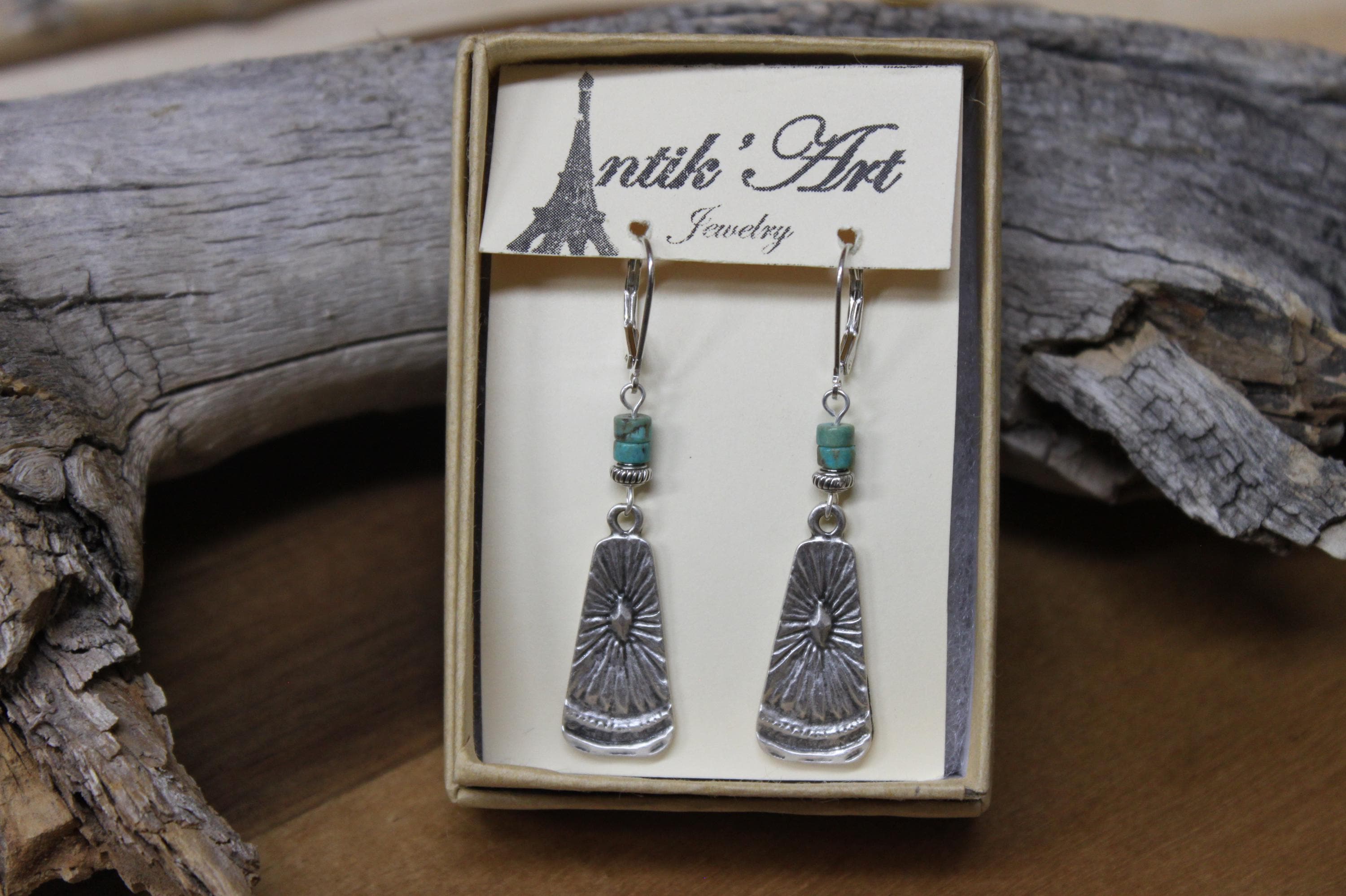 Silver Genuine Turquoise Earrings Dangle Earrings Boho Earrings Drop earrings Boho jewelry Stone Earrings Bohemian earrings Gift For women