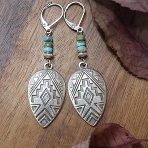 Turquoise Silver Earrings, Dangle Earrings, Boho Earrings, Boho Jewelry, Bohemian Earrings, Southwest Earrings, Western Jewelry image 5