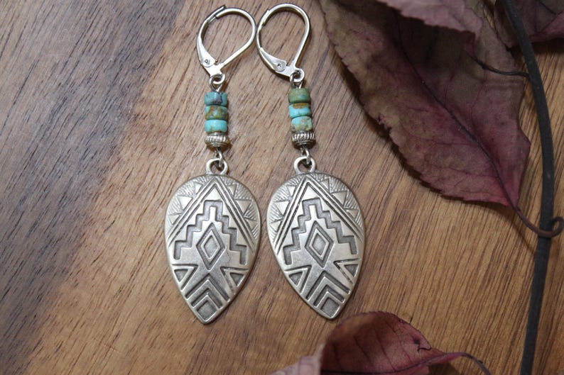 Turquoise Silver Earrings, Dangle Earrings, Boho Earrings, Boho Jewelry, Bohemian Earrings, Southwest Earrings, Western Jewelry image 5
