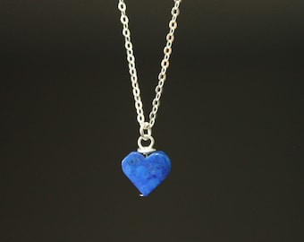 Lapis Heart Pendant Necklace, Lapis Lazuli Necklace, Minimalist Valentine Necklace, Valentine's Day Gift for her, Gift for women