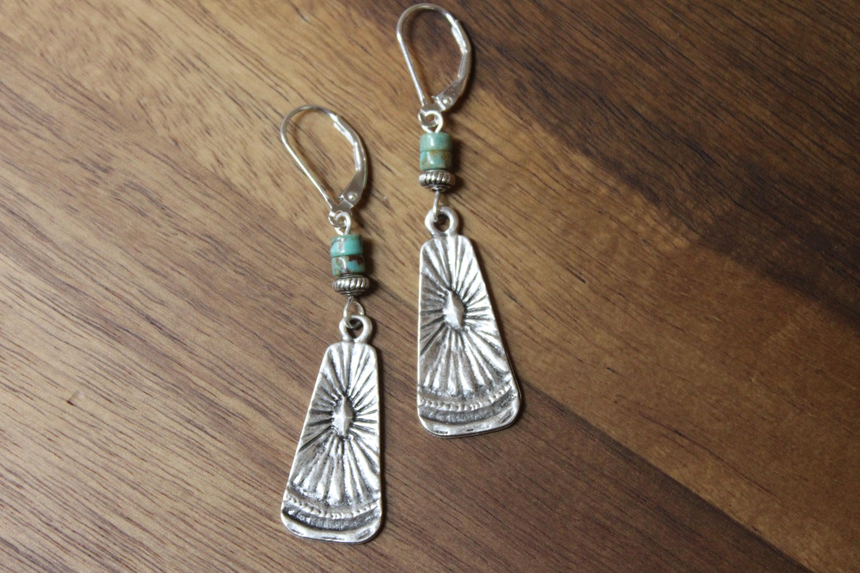 Silver Genuine Turquoise Earrings Dangle Earrings Boho Earrings Drop earrings Boho jewelry Stone Earrings Bohemian earrings Gift For women