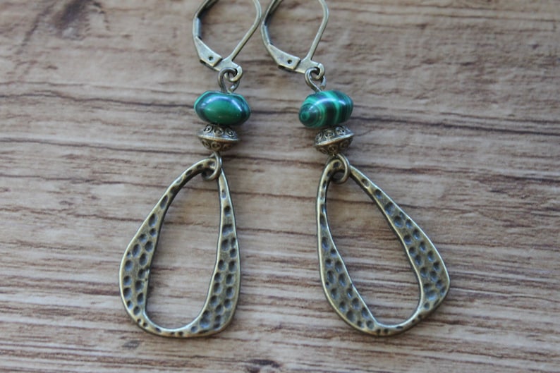 Green Brass Earrings Dangle Boho Earrings Boho Jewelry Gifts for women Earrings Gift for her Gifts image 10