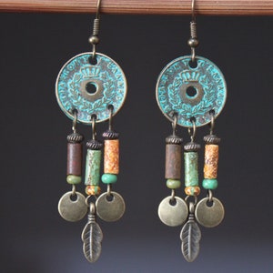 Turquoise Boho Earrings Dangle Earrings Boho jewelry Chandelier Drop Earrings Gypsy Ethnic Earrings Gift for women image 1