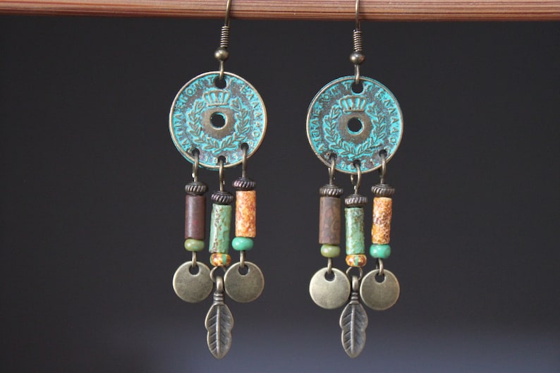 Turquoise Boho Earrings Dangle Earrings Boho jewelry Chandelier Drop Earrings Gypsy Ethnic Earrings Gift for women image 1