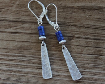Lapis Silver Boho Earrings, Dangle Earrings, Small Drop Earrings, Lapis Lazuli Earrings, Blue Earrings, Blue jewelry