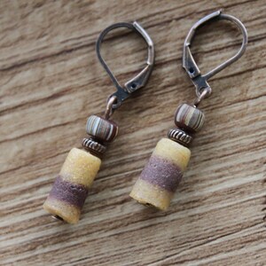 Brown Earrings Boho Earrings Dangle Earrings Glass Earrings Rustic Earrings Ethnic Earrings African Earrings Unique Earrings image 6