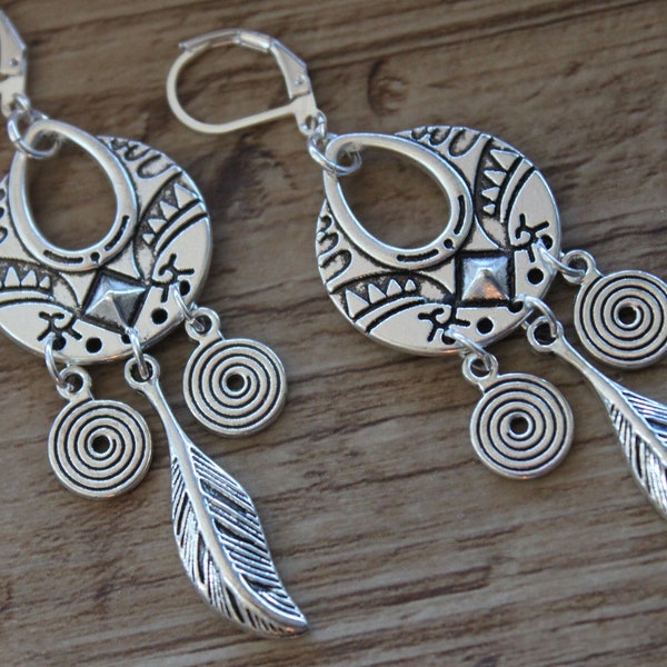 Long Silver Dangle Drop Earrings Boho Earrings Bohemian Jewelry Boho Jewelry Chandelier Earrings Hippie earrings Statement Earrings