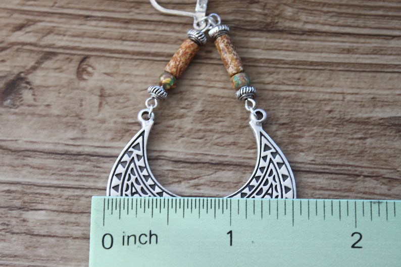Yellow Boho Earrings, Silver dangle earrings, Large Boho jewelry, Bohemian earrings, Statement Earrings, Ethnic Earrings, Hippie earrings image 4