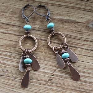 Turquoise Copper Earrings Dangle Drop Earrings Long Boho earrings Bohemian Earrings Boho jewelry Ethnic Earrings Gift for women image 10