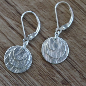 Small Sterling Silver Earrings / Dangle Earrings / Minimalist Earrings / Dainty Earrings / Hammered Earrings / Sterling Lever Back / Gifts image 10