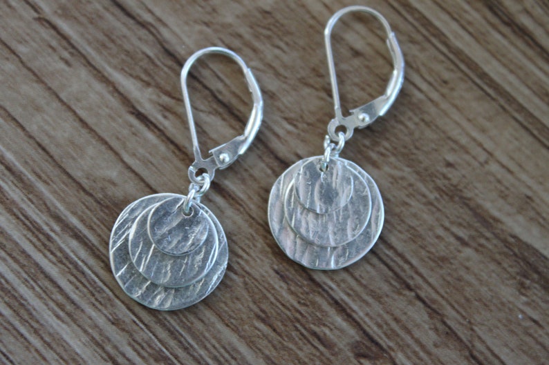 Small Sterling Silver Earrings / Dangle Earrings / Minimalist Earrings / Dainty Earrings / Hammered Earrings / Sterling Lever Back / Gifts image 10